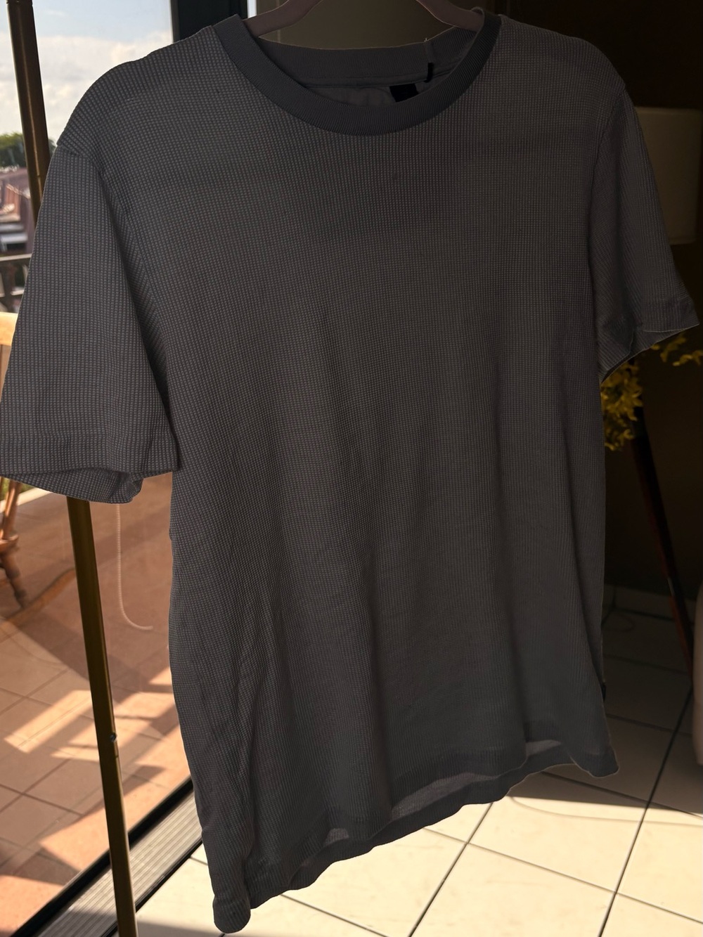 Boss Men's Dark Gray Short-Sleeve Textured Crewneck Tee